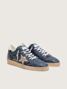 Zapatillas Ball Star LTD para hombre en piel azul oscuro con estrella de ante beige