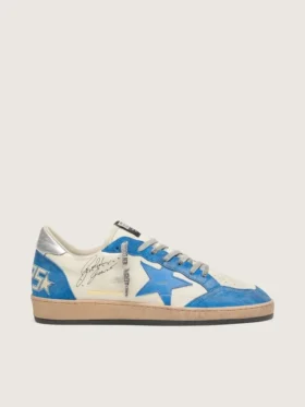 Zapatillas Ball Star LTD para hombre en piel blanca con estrella de piel azul claro