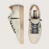 Zapatillas Ball Star LTD para hombre en piel de potro blanca y ante gris con estrella verde