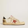Zapatillas Ball Star LTD para hombre en piel napa con estrella de piel roja y lengüeta de piel en el talón