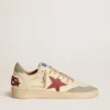 Zapatillas Ball Star LTD para hombre en piel napa con estrella de piel roja y lengüeta trasera de ante gris