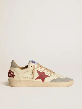 Zapatillas Ball Star LTD para hombre en piel napa con estrella de piel roja y lengüeta trasera de ante gris