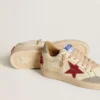 Zapatillas Ball Star LTD para hombre en piel napa con estrella de piel roja y lengüeta trasera de ante gris