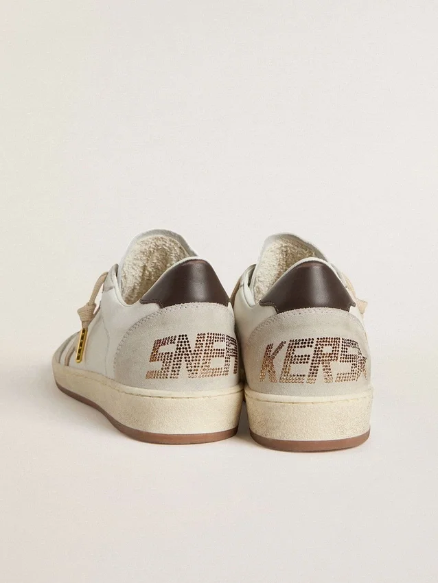 Zapatillas Ball Star LTD para mujer con estrella beige y lengüeta negra en el talón