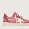 Zapatillas Ball Star LTD para mujer en ante rosa con estrella de piel color crema e inserciones de ante rojo