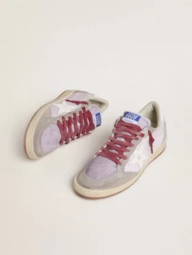 Zapatillas Ball Star LTD para mujer en nailon lila con estrella de piel blanca e inserciones de ante