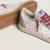 Zapatillas Ball Star LTD para mujer en nailon lila con estrella de piel blanca e inserciones de ante