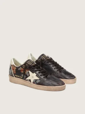 Zapatillas Ball Star LTD para mujer en napa color ébano con bordados multicolores y estrella blanca