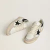 Zapatillas Ball Star LTD para mujer en napa con estrella de cristal negro e inserciones de ante beige