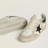 Zapatillas Ball Star LTD para mujer en napa con estrella de cristal negro e inserciones de ante beige