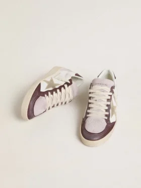 Zapatillas Ball Star LTD para mujer en napa con estrella de piel con lámina de platino y lengüeta del talón de piel nobuk burdeos