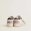 Zapatillas Ball Star LTD para mujer en napa con estrella de piel con lámina de platino y lengüeta del talón de piel nobuk burdeos