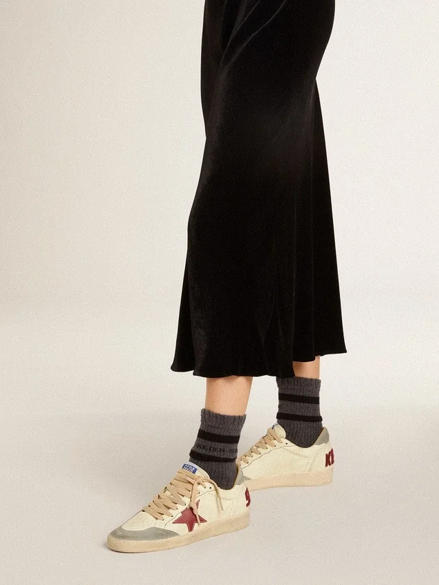 Zapatillas Ball Star LTD para mujer en napa con estrella de piel y lengüeta del talón de ante plateado