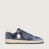 Zapatillas Ball Star LTD para mujer en piel azul oscuro con estrella de cristales Swarovski azul claro e inserciones de ante
