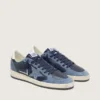 Zapatillas Ball Star LTD para mujer en piel azul oscuro con estrella de cristales Swarovski azul claro e inserciones de ante