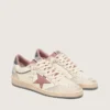 Zapatillas Ball Star LTD para mujer en piel beige con estrella de malla rosa y lengüeta del talón de piel azul