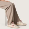 Zapatillas Ball Star LTD para mujer en piel beige con estrella de malla rosa y lengüeta del talón de piel azul