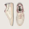 Zapatillas Ball Star LTD para mujer en piel beige con estrella de malla rosa y lengüeta del talón de piel azul