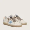 Zapatillas Ball Star LTD para mujer en piel blanca con estrella bordada en azul claro
