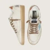 Zapatillas Ball Star LTD para mujer en piel blanca con estrella bordada en azul claro