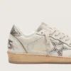 Zapatillas Ball Star LTD para mujer en piel blanca con estrella de piel de potro con estampado animal