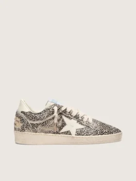 Zapatillas Ball Star LTD para mujer en piel de potro con estampado de leopardo y estrella de piel color crema