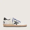 Zapatillas Ball Star LTD para mujer en piel napa blanca con estrella y lengüeta del talón de piel negra