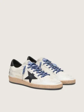 Zapatillas Ball Star LTD para mujer en piel napa blanca con estrella y lengüeta del talón de piel negra