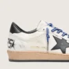 Zapatillas Ball Star LTD para mujer en piel napa blanca con estrella y lengüeta del talón de piel negra