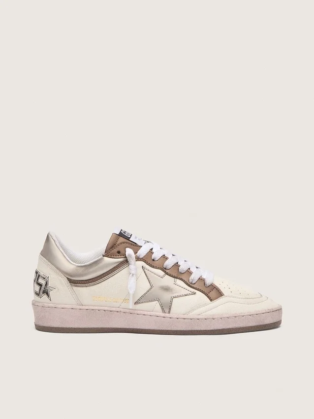 Zapatillas Ball Star LTD para mujer en piel napa con estrella metálica de origen biológico e inserciones