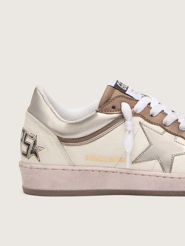 Zapatillas Ball Star LTD para mujer en piel napa con estrella metálica de origen biológico e inserciones