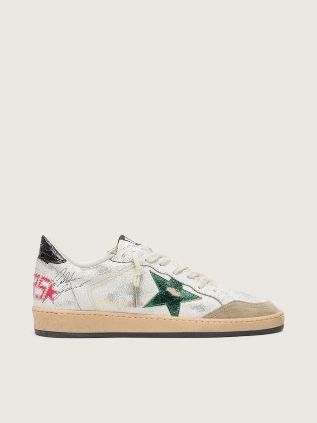 Zapatillas Ball Star para hombre con estrella de piel metalizada y lengüeta trasera de piel gris