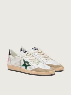 Zapatillas Ball Star para hombre con estrella de piel metalizada y lengüeta trasera de piel gris