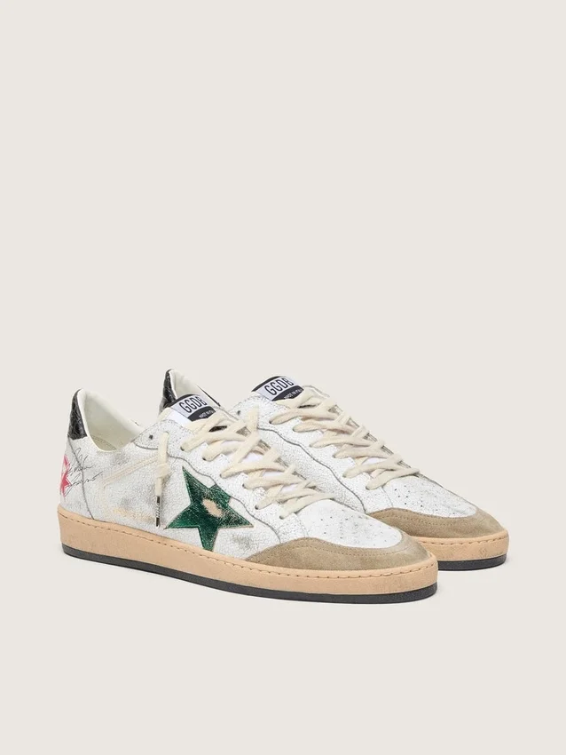 Zapatillas Ball Star para hombre con estrella de piel metalizada y lengüeta trasera de piel gris