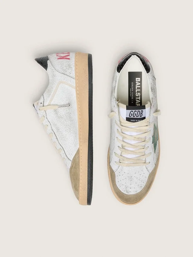 Zapatillas Ball Star para hombre con estrella de piel metalizada y lengüeta trasera de piel gris