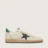 Zapatillas Ball Star para hombre con estrella de piel negra y lengüeta trasera de piel verde