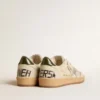 Zapatillas Ball Star para hombre con estrella de piel plateada y lengüeta trasera de piel verde