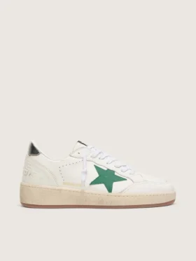 Zapatillas Ball Star para mujer con estrella de piel verde y lengüeta metálica en el talón