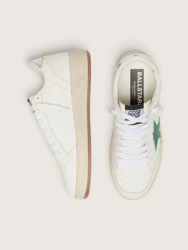 Zapatillas Ball Star para hombre con estrella de piel verde y lengüeta metálica en el talón