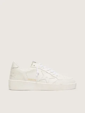 Zapatillas Ball Star para hombre con estrella y lengüeta del talón de piel blanca