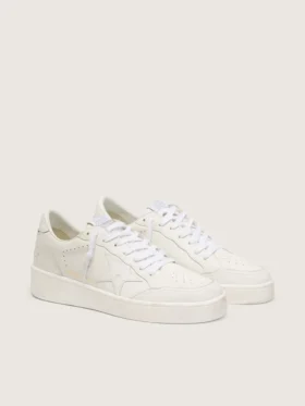 Zapatillas Ball Star para hombre con estrella y lengüeta del talón de piel blanca