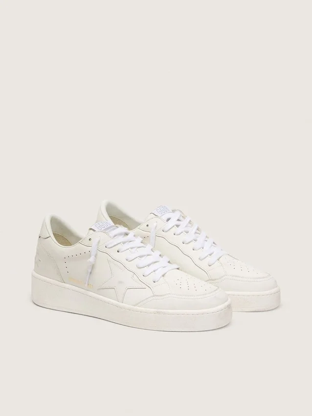 Zapatillas Ball Star para hombre con estrella y lengüeta del talón de piel blanca