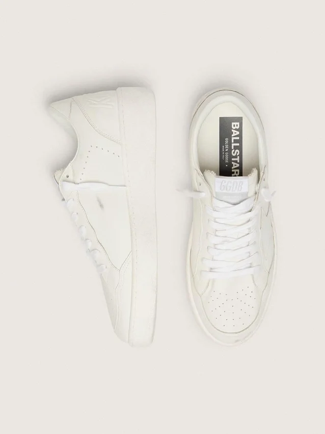 Zapatillas Ball Star para hombre con estrella y lengüeta del talón de piel blanca