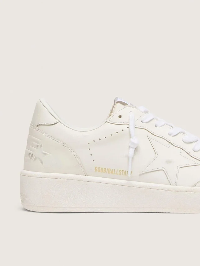 Zapatillas Ball Star para hombre con estrella y lengüeta del talón de piel blanca