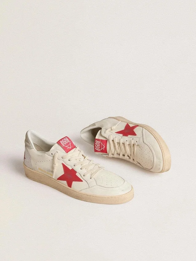 Zapatillas «Ball Star» para hombre de San Valentín con estrella de piel roja y letras rojas de Swarovski