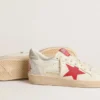 Zapatillas «Ball Star» para hombre de San Valentín con estrella de piel roja y letras rojas de Swarovski