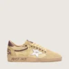 Zapatillas Ball Star para hombre en ante amarillo con estrella plateada e inserciones de malla amarilla