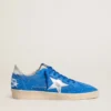 Zapatillas Ball Star para hombre en ante azul claro con tachuelas y estrella de piel metalizada plateada