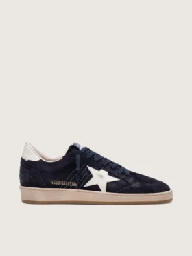 Zapatillas Ball Star para hombre en ante azul oscuro con estrella de piel blanca