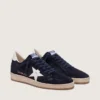 Zapatillas Ball Star para hombre en ante azul oscuro con estrella de piel blanca